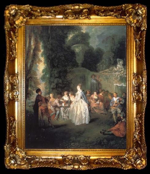framed  Jean-Antoine Watteau Wenetian festivitles, ta009-2